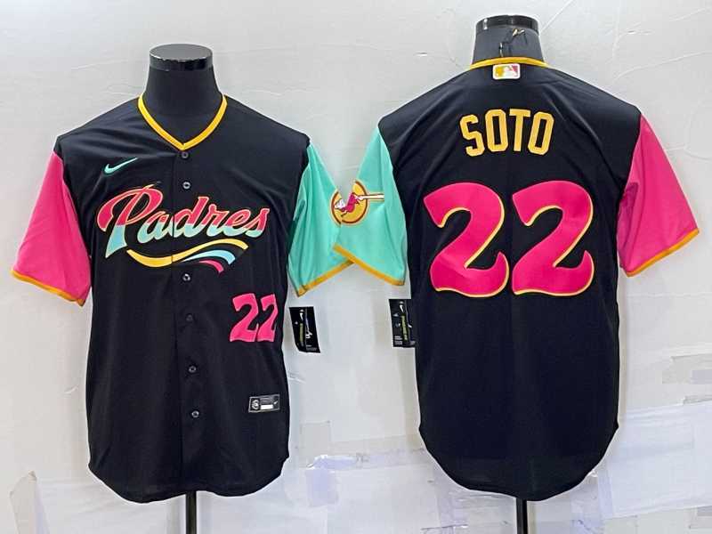 Men's San Diego Padres #22 Juan Soto Number Black 2022 City Connect Cool Base Stitched Jersey,We sell and wholesale Men's San Diego Padres #22 Juan Soto Number Black 2022 City Connect Cool Base Stitched Jersey on line form chian!